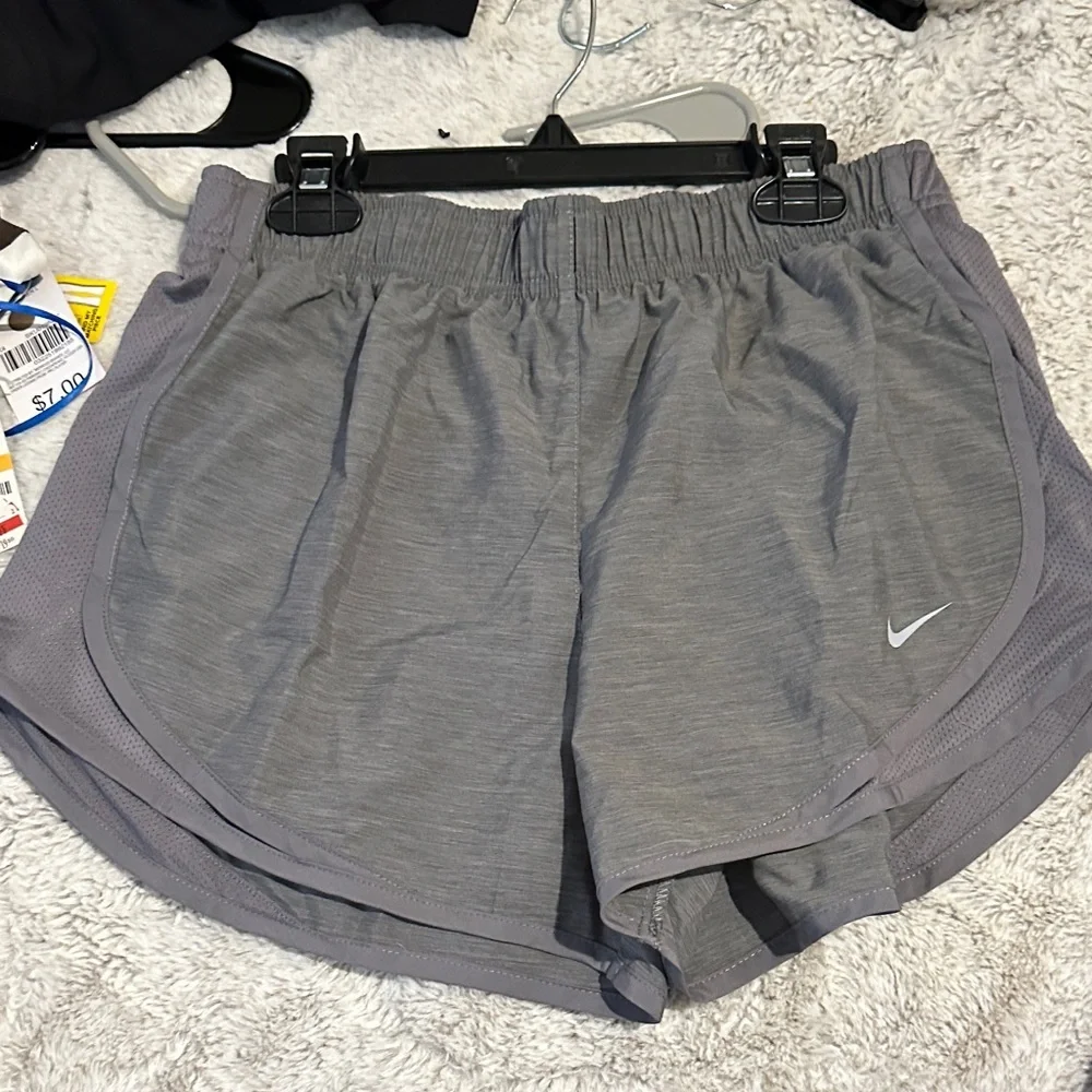 Nike Women’s Gray Athletic Shorts with Swoosh Logo